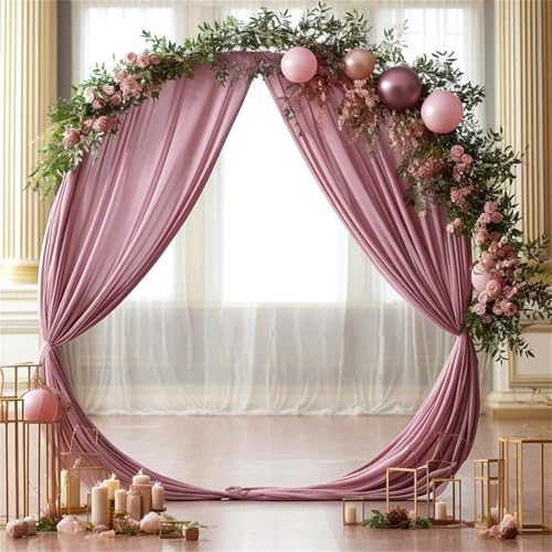 Chickwin Hochzeit Vorhang Hochzeitsbogen mit 2 Bändern, Hängend Tüll Querbehang Himmelbett Vorhänge,Transparent Voile Dekoration, Fotohintergrund Rasen Party Hochzeitsdeko (Rosa1,75x400cm) von Chickwin