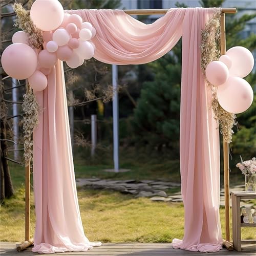 Chickwin Hochzeit Vorhang Hochzeitsbogen mit 2 Bändern, Weich Hängend Tüll Querbehang Himmelbett Vorhänge,Transparent Voile Dekoration, Fotohintergrund Party Hochzeitsdeko (Rot,75x300cm) von Chickwin