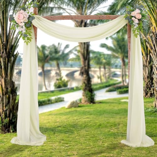 Chickwin Hochzeit Vorhang Hochzeitsbogen mit 2 Bändern,1 Stück Hängend Tüll Querbehang Himmelbett Vorhänge,Transparent Voile Dekoration, Fotohintergrund Party Hochzeitsdeko (Beige Gelb,75x1000cm) Chickwin Hochzeit Vorhang Hochzeitsbogen mit 2 Bändern,1 Stück Hängend Tüll Querbehang Himmelbett Vorhänge,Transparent Voile Dekoration, Fotohintergrund Party Hochzeitsdeko (Beige Gelb,75x1000cm) von Chickwin