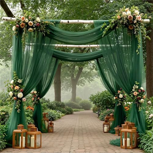 Chickwin Hochzeit Vorhang Hochzeitsbogen mit 2 Bändern,Hängend Tüll Querbehang Himmelbett Vorhänge,Transparent Voile Dekoration,Innen/Außen Fotohintergrund Party Hochzeitsdeko (Türkis,80x800cm) von Chickwin