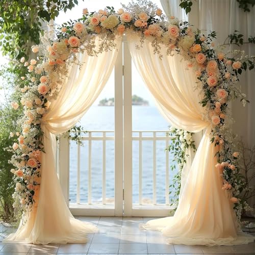 Chickwin Hochzeit Vorhang Hochzeitsbogen mit 2 Bändern,Hängend Tüll Querbehang Himmelbett Vorhänge,Transparent Voile Dekoration,für Fotohintergrund Rasen Party Hochzeitsdeko (Champagner,160x800cm) Chickwin Hochzeit Vorhang Hochzeitsbogen mit 2 Bändern,Hängend Tüll Querbehang Himmelbett Vorhänge,Transparent Voile Dekoration,für Fotohintergrund Rasen Party Hochzeitsdeko (Champagner,160x800cm) von Chickwin