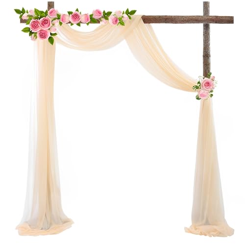Chickwin Hochzeit Vorhang Hochzeitsbogen mit 2 Bändern,Tüll Querbehang,Himmelbett Vorhänge,Stoff Transparent Voile Dekoration für Rasen Fotohintergrund Zeremonie Hochzeitsdeko (Champagner,75x550cm) Chickwin Hochzeit Vorhang Hochzeitsbogen mit 2 Bändern,Tüll Querbehang,Himmelbett Vorhänge,Stoff Transparent Voile Dekoration für Rasen Fotohintergrund Zeremonie Hochzeitsdeko (Champagner,75x550cm) von Chickwin