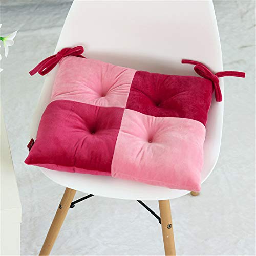 Chickwin Kissen Stuhl, Stuhlkissen Bequemes Dicke Polsterung Steppkissen Bodenkissen Weich Sitzkissen für Stühle für Indoor und Outdoor aus (40x40cm,rot Rosa) von Chickwin