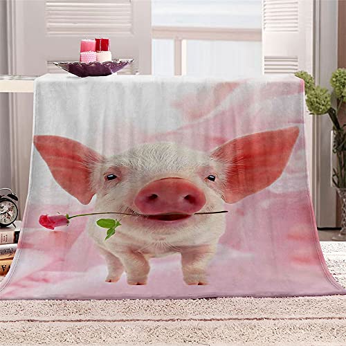 Chickwin Kuscheldecke Flauschig, 3D Süße Tiere Wohndecke Flanelldecke Soft Weiche Warm TV-Decke Mikrofaser Sofadecke Couchdecke Bettüberwurf Tagesdecke (160x200cm,Rosa Schwein) von Chickwin