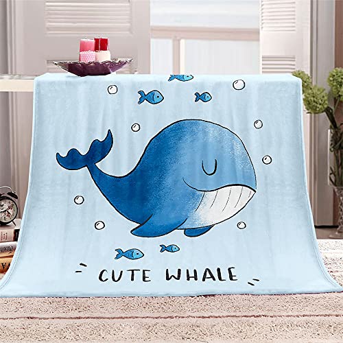 Chickwin Kuscheldecke Flauschig, Blaues Meer Wohndecke Flanelldecke Mikrofaser Soft Weiche Warm TV-Decke Sofadecke Couchdecke Bettüberwurf Tagesdecke (180x240cm,Schöner Wal) von Chickwin