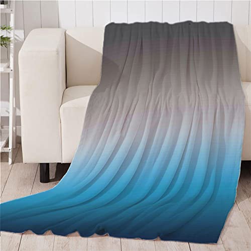 Chickwin Kuscheldecke Flauschig, Bunt Gradient Farbverlauf Wohndecke Flanelldecke Soft Weiche Warm TV-Decke Mikrofaser Sofadecke Couchdecke Bettüberwurf Tagesdecke (180x240cm,Grau Blau) von Chickwin