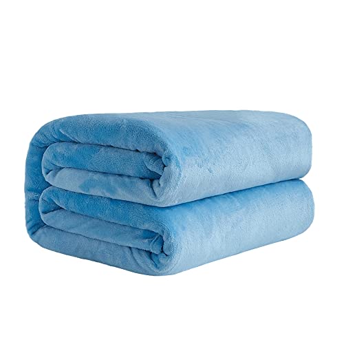 Chickwin Kuscheldecke Flauschig, Einfarbig Wohndecke Flanelldecke Soft Weiche Warm TV-Decke Mikrofaser Sofadecke Couchdecke Bettüberwurf Tagesdecke, 12 Farben (180x200cm,Blau) von Chickwin