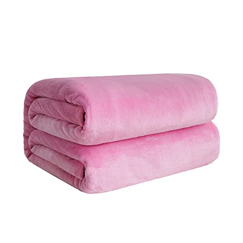 Chickwin Kuscheldecke Flauschig, Einfarbig Wohndecke Flanelldecke Soft Weiche Warm TV-Decke Mikrofaser Sofadecke Couchdecke Bettüberwurf Tagesdecke, 12 Farben (200x230cm,Rosa) von Chickwin