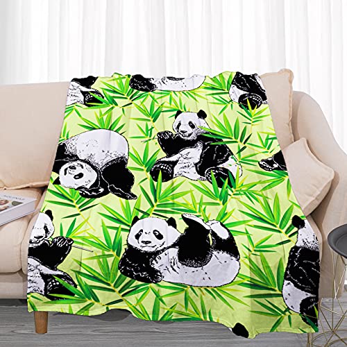 Chickwin Kuscheldecke Flauschig, Kinder Cartoon-Panda Wohndecke Flanelldecke Soft Weiche Warm TV-Decke Mikrofaser Sofadecke Couchdecke Bettüberwurf Tagesdecke (150x200cm,Grüner Bambus) von Chickwin