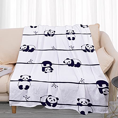 Chickwin Kuscheldecke Flauschig, Kinder Cartoon-Panda Wohndecke Flanelldecke Soft Weiche Warm TV-Decke Mikrofaser Sofadecke Couchdecke Bettüberwurf Tagesdecke (75x100cm,Weiß) von Chickwin