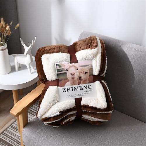 Chickwin Kuscheldecke Flauschig, Reversible Wohndecke Flanelldecke Soft Weiche Warm Sherpa TV-Decke Sofadecke Couchdecke Bettüberwurf Tagesdecke -Zwei Farben (Kaffee Weiß,100x120cm) von Chickwin