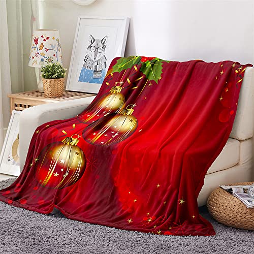 Chickwin Kuscheldecke Flauschig, Weihnachten Wohndecke Flanelldecke Soft Weiche Warm TV-Decke Mikrofaser Sofadecke Couchdecke Bettüberwurf Tagesdecke (80x120cm,Rot) von Chickwin