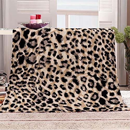 Chickwin Kuscheldecke Flauschige Sofa Decke Wohndecke, 3D Leopardenmuster Warm Weiche Flanelldecke Soft Mikrofaser Fleecedecke Couchdecke TV Decke Bettüberwurf (160x200cm,Khaki Leopard) von Chickwin