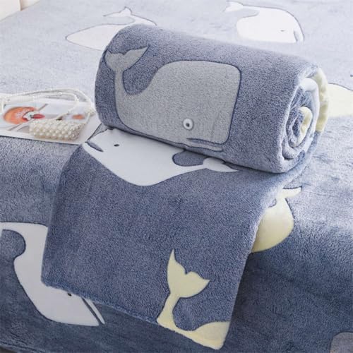 Chickwin Kuscheldecke Fleecedecke Flanell, Flauschig Warm Flanelldecke Mikrofaser Winter Tagesdecken 4.5 TOG Atmungsaktive Wohndecke Sofaüberwurf Decke (Wal,100x150cm) von Chickwin
