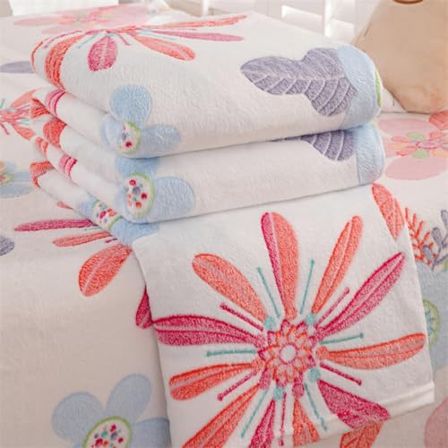 Chickwin Kuscheldecke Fleecedecke Flanell, Flauschig Warm Flanelldecke Mikrofaser Winter Tagesdecken 4.5 TOG Blume Stil Atmungsaktive Wohndecke Sofaüberwurf Decke (Floral,100x150cm) von Chickwin