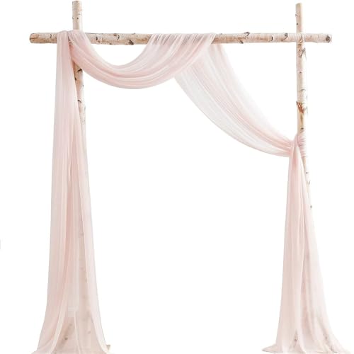 Chickwin Moderne Einfarbig Hochzeit Vorhang Innen/Außen Hochzeitsbogen,Hängen Tüll Querbehang Himmelbett Vorhänge,Transparent Voile Dekoration,Fotohintergrund Hochzeitsdeko (Rosa,75x800cm) von Chickwin