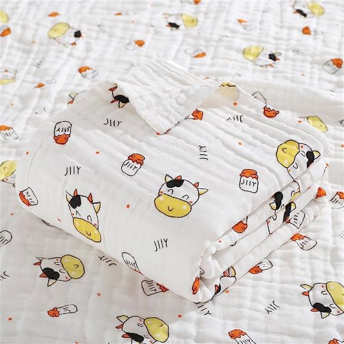 Chickwin Musselin Babydecke Pucktücher, Niedlich Weich Bequem Baumwolle Badetuch Vielseitig Dick Decke Kuscheldecke für Junge, Mädchen, Babys Gesche, Baby Kinderwagen (110x110cm,Die Kuh) von Chickwin