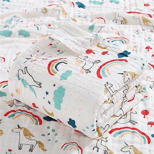Chickwin Musselin Babydecke Pucktücher, Niedlich Weich Bequem Baumwolle Badetuch Vielseitig Dick Decke Kuscheldecke für Junge, Mädchen, Babys Gesche, Baby Kinderwagen (110x110cm,Regenbogen) von Chickwin