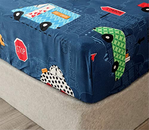 Chickwin Autodruck Spannbettlaken 90x200cm Kinder Matratzenschoner Gedruckt Bettlaken für Boxspringbett Mikrofaser Spannbetttuch bis 25-30 cm Hohe von Chickwin