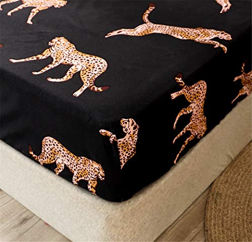 Chickwin Spannbettlaken 180x200cm Matratzenschoner Leopard Gedruckt Bettlaken für Boxspringbett Mikrofaser Spannbetttuch bis 25-30 cm Hohe von Chickwin