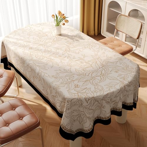 Chickwin PVC Tablecloths Wipeable Rectangular Oilcloth Waterproof Wear-Resistant Table Cover Protector for Home Kitchen, Party, Picnic, Indoor & Outdoor (Beige Nordic C,100x180cm) von Chickwin