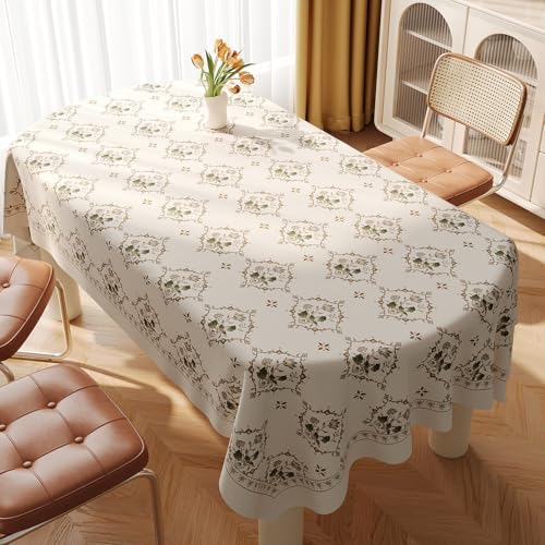 Chickwin PVC Tablecloths Wipeable Rectangular Oilcloth Waterproof Wear-Resistant Table Cover Protector for Home Kitchen, Party, Picnic, Indoor & Outdoor (Beige Nordic D,140x200cm) von Chickwin
