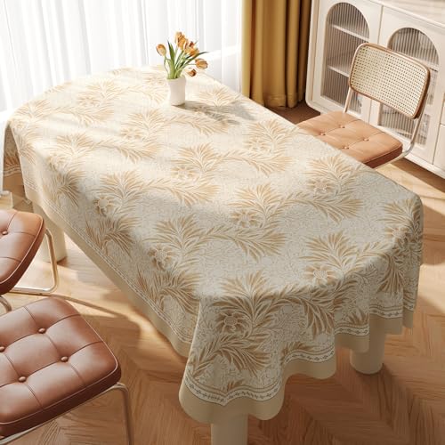 Chickwin PVC Tablecloths Wipeable Rectangular Oilcloth Waterproof Wear-Resistant Table Cover Protector for Home Kitchen, Party, Picnic, Indoor & Outdoor (Beige Nordic E,140x220cm) von Chickwin