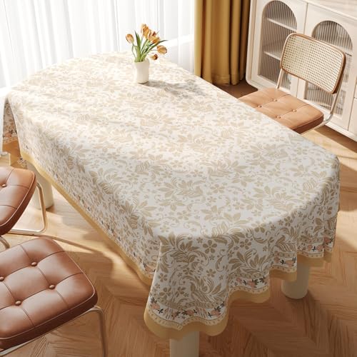 Chickwin PVC Tablecloths Wipeable Rectangular Oilcloth Waterproof Wear-Resistant Table Cover Protector for Home Kitchen, Party, Picnic, Indoor & Outdoor (Beige Nordic G,100x160cm) von Chickwin