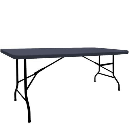 Chickwin Rechteckige Tischdecke Abwaschbar Elastische Tischdecke Fitted Outdoor Tischdecke Einfarbig Rechteckig Tischschutz für Draußen Terrasse Picknick Camping Party (5FT: 152x76cm,Dunkelgrau) von Chickwin