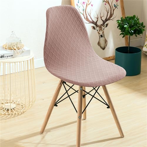 Chickwin Rhombus Jacquard Stuhlhussen Skandinavischen Stuhl, Stuhlhussen Schalenstuhl 1 2 4 6er Set Stretch Stuhlbezug Elastisch Universal Esszimmerstühle Bezug (Rosa,4 Stück) von Chickwin