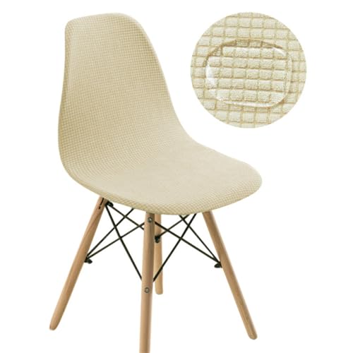 Chickwin Samt Jacquard Stuhlhussen Skandinavischen Stuhl, Stuhlhussen Schalenstuhl 1 2 4 6er Set Stretch Stuhlbezug Elastisch Universal Esszimmerstühle Bezug (1 Stück,Creme Farben) von Chickwin
