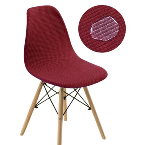 Chickwin Samt Jacquard Stuhlhussen Skandinavischen Stuhl, Stuhlhussen Schalenstuhl 1 2 4 6er Set Stretch Stuhlbezug Elastisch Universal Esszimmerstühle Bezug (1 Stück,Weinrot) von Chickwin