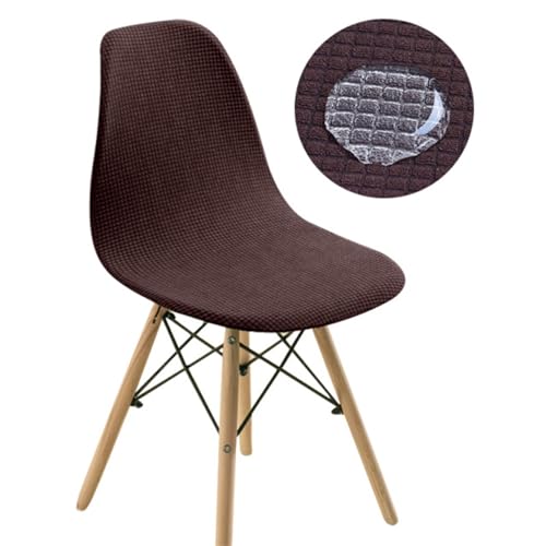 Chickwin Samt Jacquard Stuhlhussen Skandinavischen Stuhl, Stuhlhussen Schalenstuhl 1 2 4 6er Set Stretch Stuhlbezug Elastisch Universal Esszimmerstühle Bezug (4 Stück,Kaffeefarbe) von Chickwin