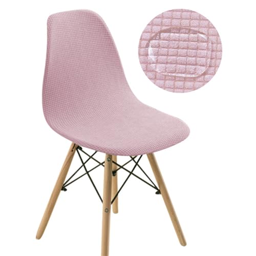 Chickwin Samt Jacquard Stuhlhussen Skandinavischen Stuhl, Stuhlhussen Schalenstuhl 1 2 4 6er Set Stretch Stuhlbezug Elastisch Universal Esszimmerstühle Bezug (4 Stück,Rosa) von Chickwin