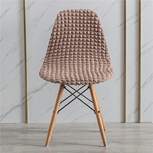Chickwin Schalenstuhl Bezug, Mode Einfarbig Seersucker Stuhlhussen Stretch 6er 4er 2er Set, Waschbar Küche Stuhlbezug Elastischer Stuhlbezüge Für Hochzeit, Hotel Deko (Kamel,4 Stück) von Chickwin