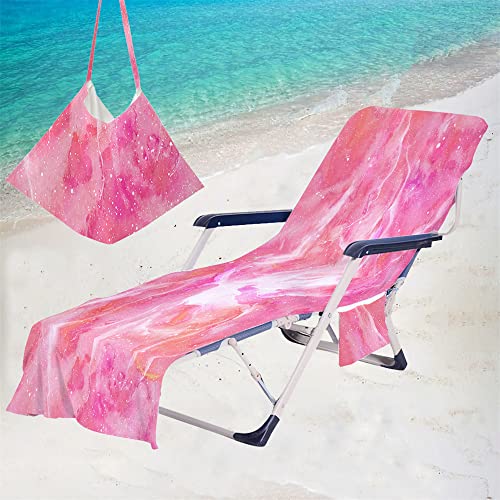 Chickwin Schonbezug für Gartenliege Frottee Liegenauflage mit Kapuze | Strandliegenauflage mit Taschen Stuhl Strandtuch für Gartenliege (75x210cm,rosarot) von Chickwin