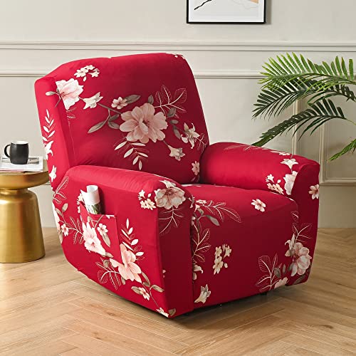 Chickwin Sesselschoner für Relaxsessel, 1 Sitzer Fernsehsessel Bezug mit Taschen Elastisch Sesselschoner für Fernsehsessel, Sesselschoner mit Armlehne (Rot) von Chickwin