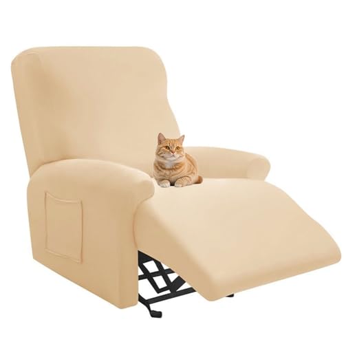 Chickwin Sesselschoner für Relaxsessel, Fernsehsessel Bezug mit Taschen Elastisch Polyesterfaser Sesselschoner für Fernsehsessel Sesselschoner mit Armlehne (1 Sitz,Khaki) von Chickwin