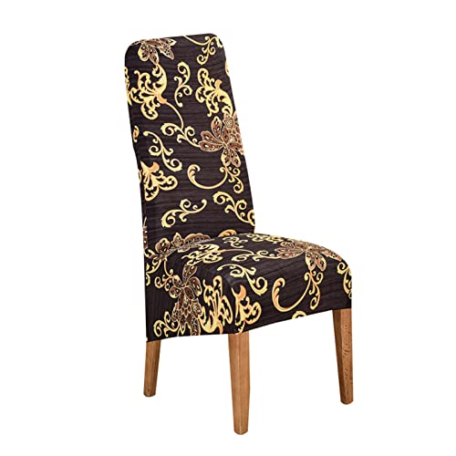 Chickwin Stuhlhussen Groß Stretch,Blumen Drucken Stuhlüberzug 1 2 4 6 8er Set, Stuhlbezug Universal Elastisch Waschbar Stuhl Protector für Küche, Bar, Hotel, Hochzeit (Golden Blätter,2 Stück) von Chickwin