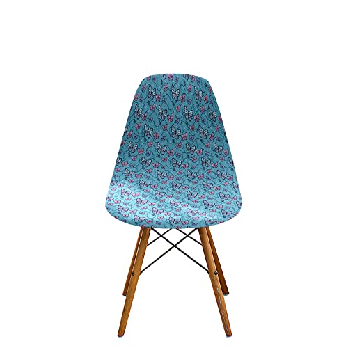 Chickwin Stuhlhussen Schalenstuhl 1 2 4 6er Set, 3D Schmetterling Drucken Strech Stuhlbezug Elastisch Esszimmerstühle Bezug Stuhlüberwürfe für Skandinavische Stühle (1 Stück,Blaue Flügel) von Chickwin