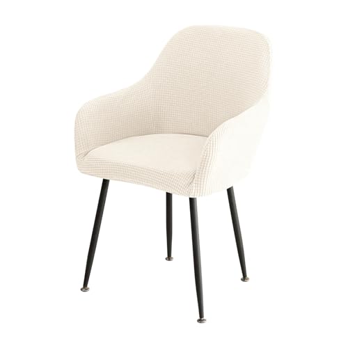 Chickwin Stuhlhussen Stretch 2er 4er 6er Set, Weichem Jacquard Elastischer Geschwungene Rückenlehne Stuhlbezug Hussen mit Armlehne Für Hochzeit, Hotel, Partys Deko (4 Stück,Creme) von Chickwin