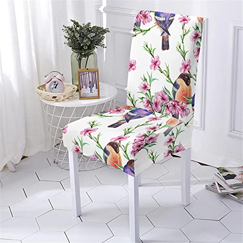 Chickwin Stuhlhussen Stretch 6er 4er 2er Set, Universal Abnehmbare Waschbar Elegant Blumen Drucken Elastischer Stuhlbezug Für Hochzeit, Küche, Hotel, Partys Deko (Pinke Blume,4 Stück) von Chickwin
