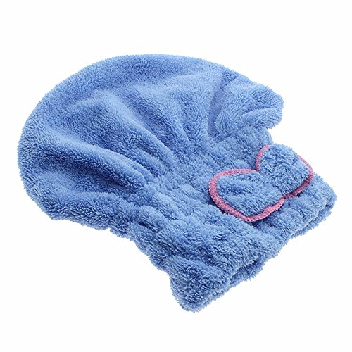 Chickwin-Super Absorbierende Korallen Duschen-Kappen Schnelle Trockene Haar-Hut Trockenes Haar-Tuch (blau) von Chickwin