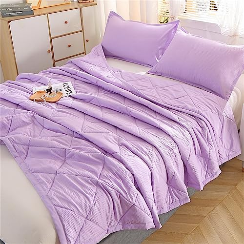 Chickwin Tagesdecke Bettüberwurf, Solide Farbe Tagesdecke Mikrofaser Wohndecke Sommer Weich Bettüberwürfe Sofa Überwurfdecke Kuscheldecke für Einzelbett Doppelbett (180x200cm,Lila) von Chickwin