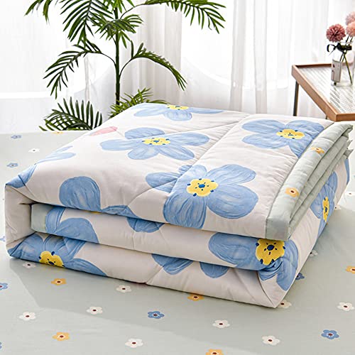 Chickwin Tagesdecke Bettüberwurf Gesteppt, Einfach Blumen Tagesdecke Schlafzimmer Steppdecke Decke Überwurf Wohnzimmer Sofaüberwurf für Einzelbett Doppelbett (100x150cm,Blaue Blumen) von Chickwin