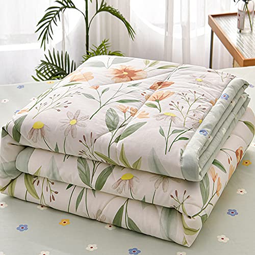 Chickwin Tagesdecke 150x200cm Bettüberwurf Gesteppt, Grün Gras Blumen Tagesdecke Wohndecke Überwurfdecke Bedspread Schlafzimmer Steppdecke Decke Überwurf Wohnzimmer Sofaüberwurf für Einzelbett von Chickwin