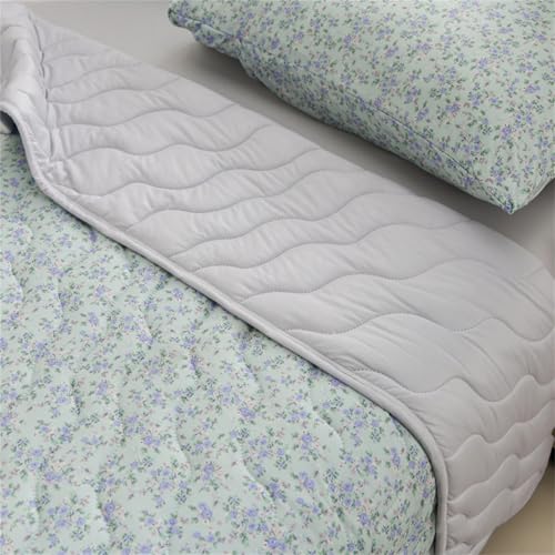 Chickwin Tagesdecke Bettüberwurf Gesteppt für Einzelbett Doppelbett, Flaumig Reversible Mikrofaser Tagesdecke Schlafzimmer Steppdecke Überwurf Sofaüberwurf (Blaue Rose,100x150cm) von Chickwin
