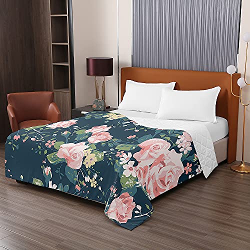 Chickwin Tagesdecke Bettüberwurf Sommer Steppdecke, Blumen Rose Muster Tagesdecken mit Präge Wohndecke Gesteppt Bettdecke Bettbezug für Doppelbett Einzelbett (200x230cm,dunkelgrün) von Chickwin