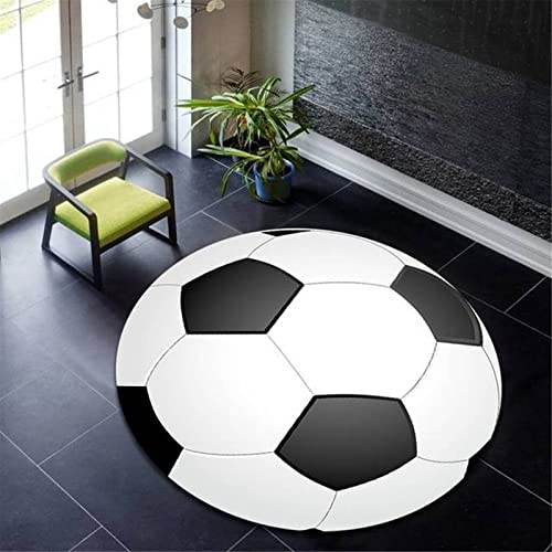 Chickwin Teppich Rund 80/120cm rutschfest, Ball Muster Weiche Teppiche Flauschig Flanell Teppich Fußmatte für Wohnzimmer Schlafzimmer Küche Moderne Dekoration (Fußball,Durchmesser 120cm) von Chickwin