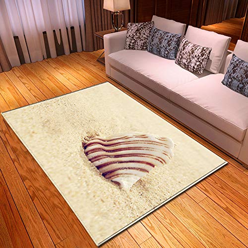 Chickwin Teppich Wohnzimmer Kurzflor 3D Muschel Muster, Weiche Antirutschunterlage Outdoor Teppich Waschbar Teppiche für Schlafzimmer Kinderzimmer Spielzimmer (150x230cm,Braune Schale) von Chickwin